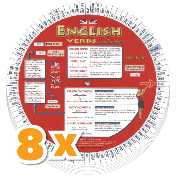 COMBO : 8 x English Verbs Wheel